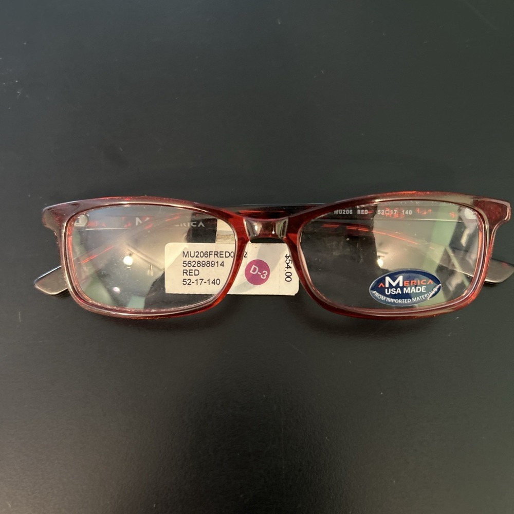 M America USA Made Eyeglass Frames Red Tortoise 52-17-140 Rectangular NWT